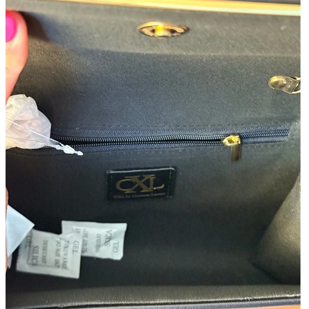 CXL by Christian Lacroix Madison Black Smooth Clutch Detachable Chain CXLH24990
